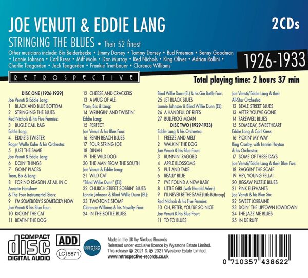 Stringing The Blues, Their 52 Finest 1926-1933 - Joe Venuti & Eddie Lang