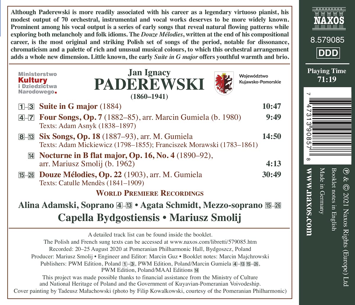 Paderewski: Songs And Melodies - Alina Adamski
