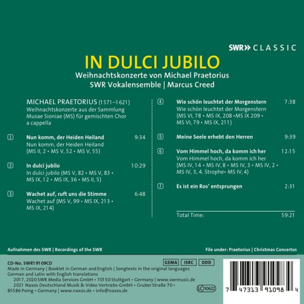 Michael Praetorius: In Dulci Jubilo - Marcus Creed