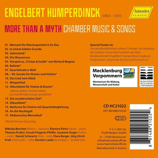 Engelbert Humperdinck: More Than A Myth, Chamber Music & Songs - Nikolay Borchev