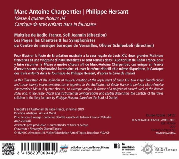 Charpentier: Messe A Quatre Chours H4 / Hersant: Cantique de trois enfants dans la fournaise - Maitrise de Radio France
