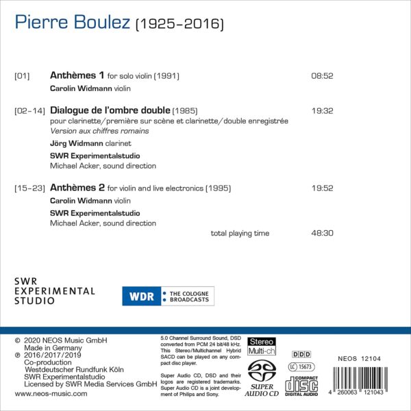 Pierre Boulez: Anthèmes 1 & 2, Dialogue De l'Ombre De Double - Carolin Widmann