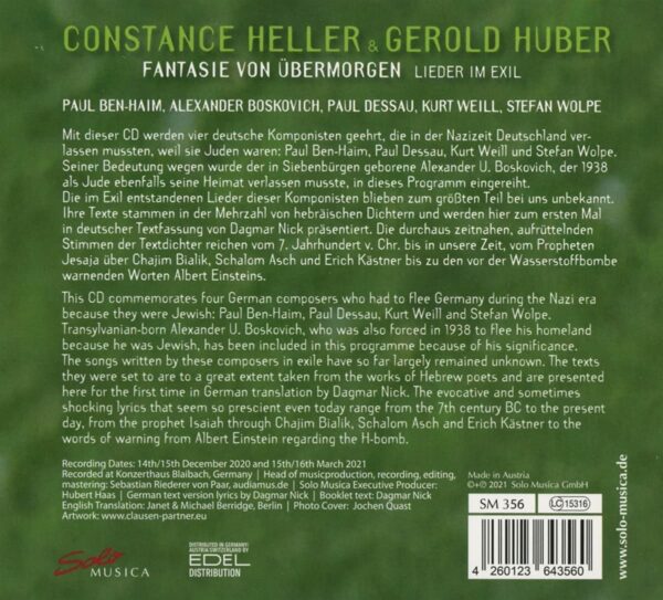Fantasie Fur Ubermorgen, Lieder Im Exil - Constance Heller