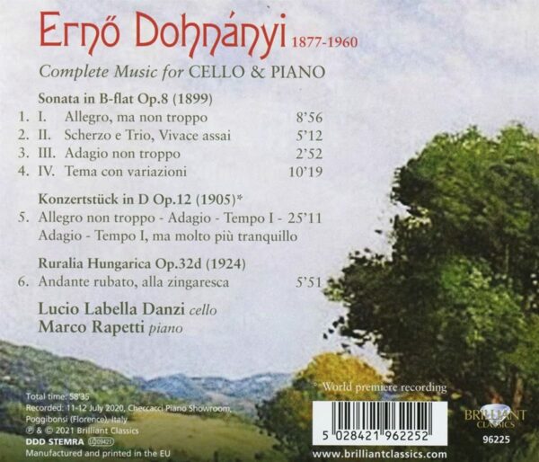 Dohnanyi: Complete Music For Cello & Piano - Marco Rapetti