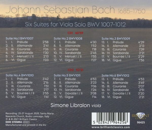 Bach: Six Suites For Viola Solo BWV 1007-1012 - Simone Libralon