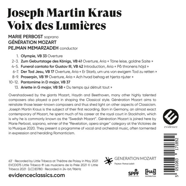 Joseph Martin Kraus: Voix Des Lumières - Génération Mozart