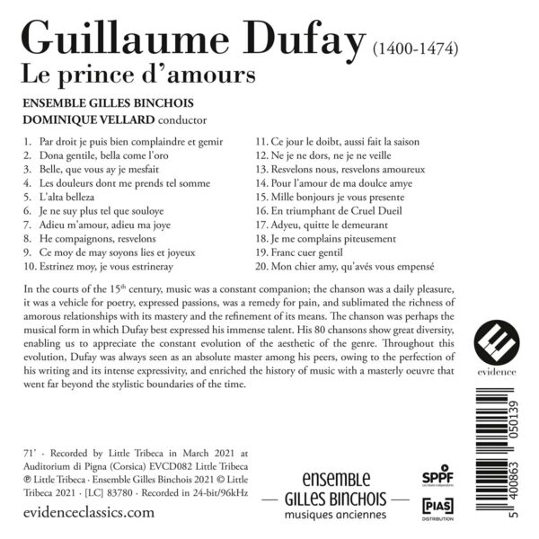 Dufay: Le Prince d'Amours - Ensemble Gilles Binchois