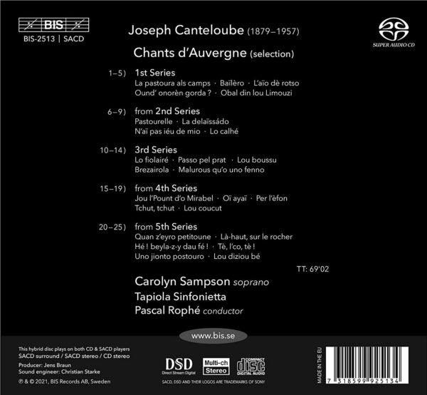 Joseph Canteloube: Chants D'Auvergne - Carolyn Sampson