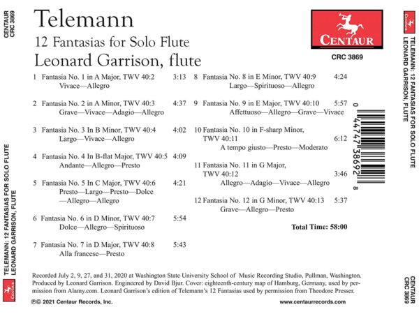Telemann: 12 Fantasias For Solo Flute - Leonard Garrison