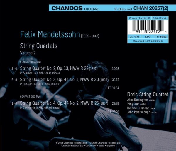 Mendelssohn: String Quartets Vol. 2 - Doric String Quartet