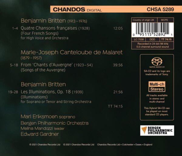 Britten: Les Illuminations, Quatre Chansons Françaises - Mari Eriksmoen