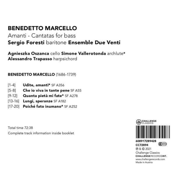 Marcello: Amanti, Cantatas For Bass - Sergio Foresti