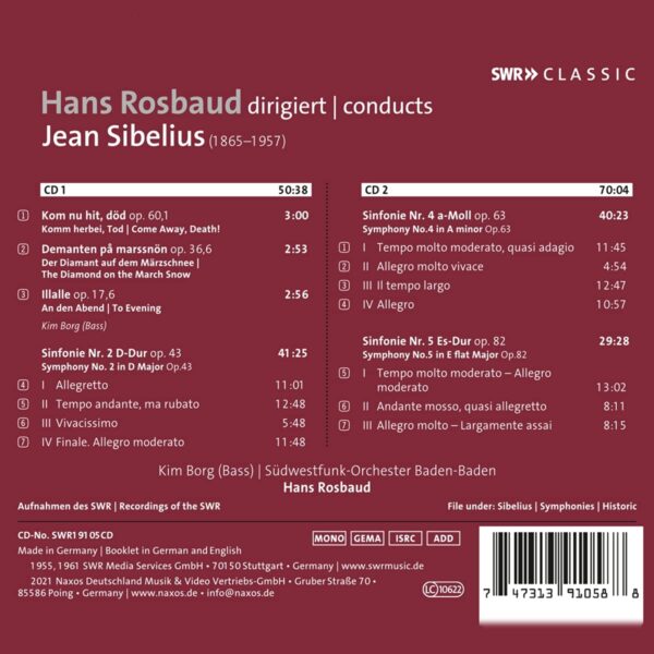 Hans Rosbaud Conducts Jean Sibelius