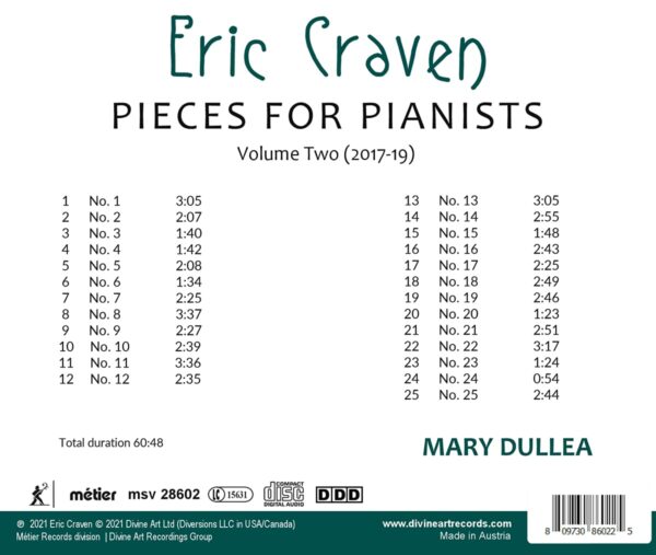 Eric Craven: Pieces For Pianists Vol.2 - Mary Dullea