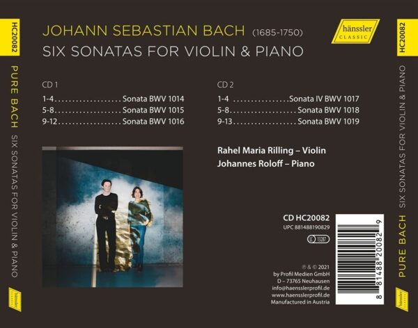 Bach: Six Violin Sonatas For Violin & Piano - Rahel Riling & Johannes Roloff