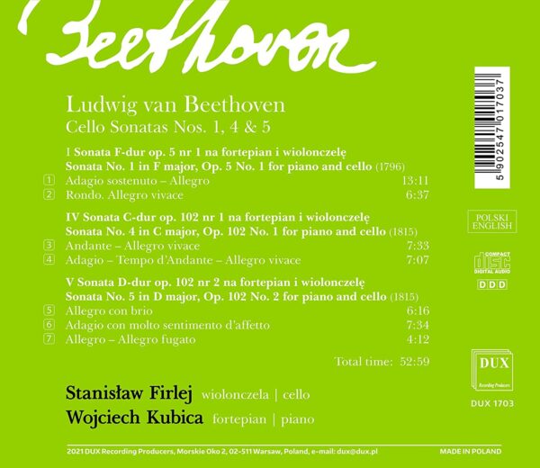 Beethoven: Cello Sonatas - Stanislaw Firlej