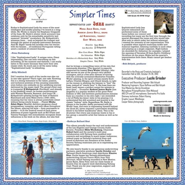 Simpler Times (Vinyl) - Sophisticated Lady Jazz Quartet