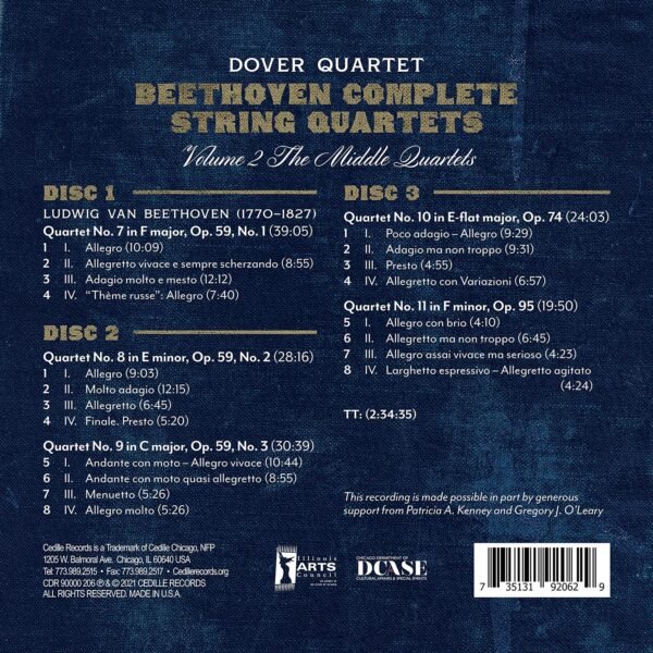 Beethoven: Complete String Quartets Vol. 2, 'The Middle Quartets' - Dover Quartet