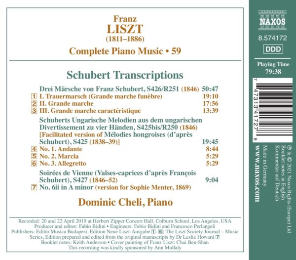 Franz Liszt: Complete Piano Music Vol. 59, Schubert Transcriptions - Dominic Cheli