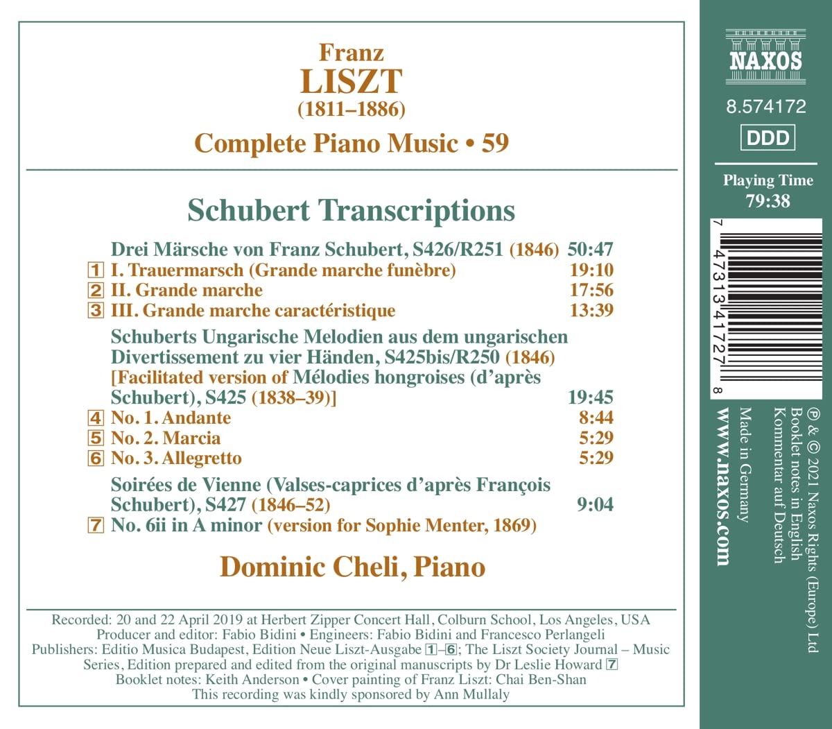 Franz Liszt: Complete Piano Music Vol. 59, Schubert Transcriptions ...