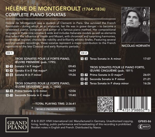 Hélène De Montgeroult: Complete Piano Sonatas - Nicolas Horvath