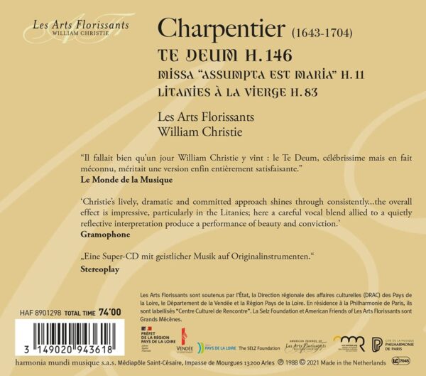 Charpentier: Te Deum, Missa 'assumpta Est Maria' & Litanies de La Vierge - William Christie
