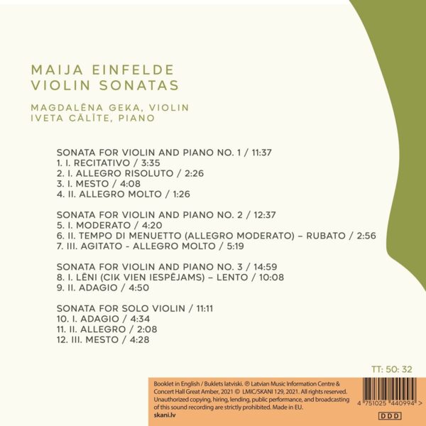Maija Einfelde: Violin Sonatas - Magdalena Geka & Iveta Calite