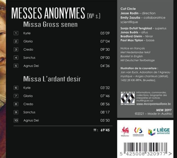 Messes Anonymes: Missa Gross Senen & Missa L'Ardant Desir - Cut Circle