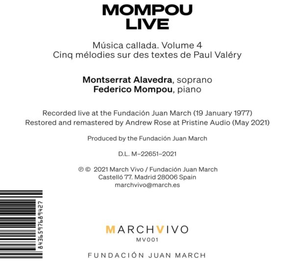 Federico Mompou: Live - Montserrat Alavedra & Federico Mompou