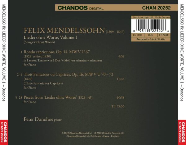 Mendelssohn: Songs Without Words Vol.1 - Peter Donohoe