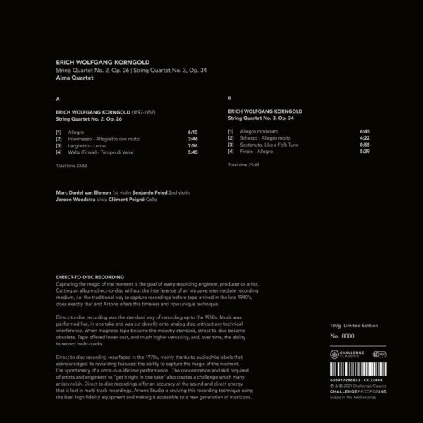 Korngold: String Quartet Nos. 2 & 3 (Vinyl) - Alma Quartet