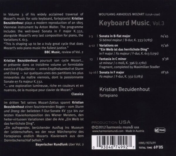 Mozart: Keyboard Music Volume 3 - Kristian Bezuidenhout