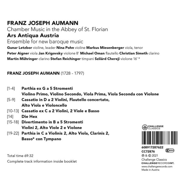 Franz Joseph Aumann: Chamber Music In The Abbey Of St. Florian - Ars Antiqua Austria