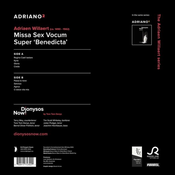 Willaert: Adriano 2 (Vinyl) - Dionysos Now!