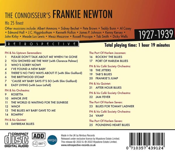 The Connoisseur's Frankie Newton: His 25 Finest 1937-1939 - Frankie Newton
