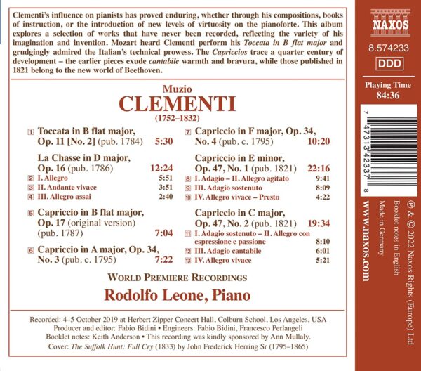 Muzio Clementi: Piano Jewels - Rodolfo Leone