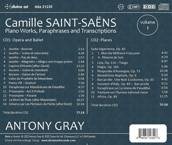 Saint-Saëns: Piano Works, Paraphrases & Transcriptions, Vol. 1 - Antony Gray