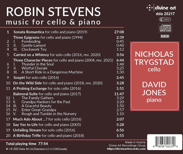 Robin Stevens: Music For Cello And Piano - Nicholas Trygstad
