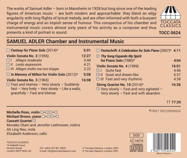 Samuel Adler: Chamber And Instrumental Music - Michelle Ross