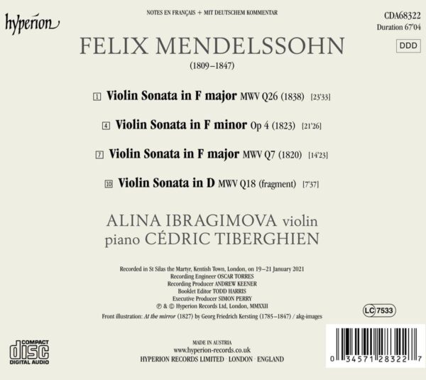 Mendelssohn: Violin Sonatas - Alina Ibragimova & Cedric Tiberghien