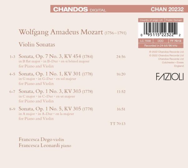 Mozart: Violin Sonatas - Francesca Dego