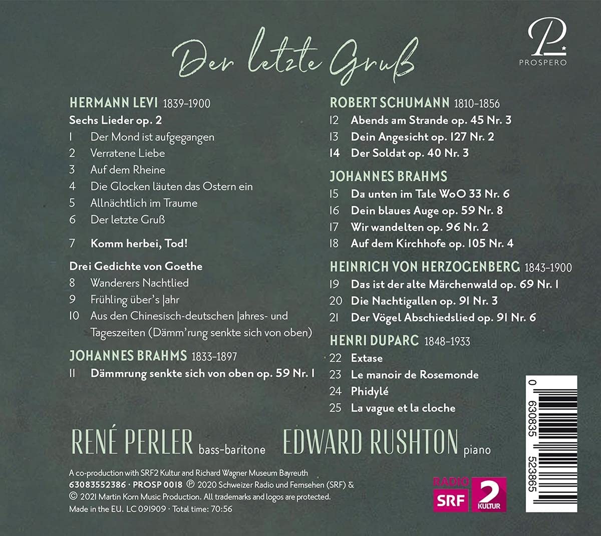Lieder 'Der Letzte Gruss' - Rene Perler