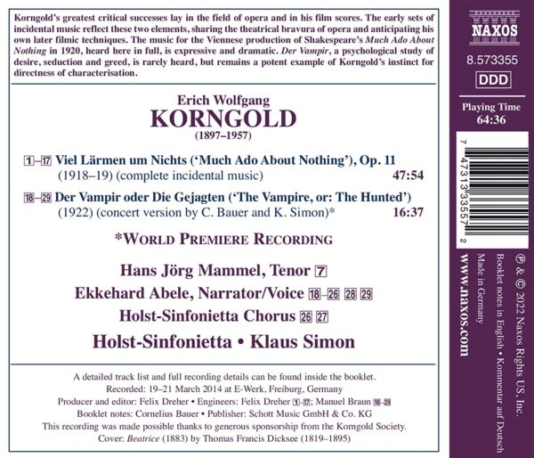 Korngold: Complete Incidental Music - Hans Jörg Mammel
