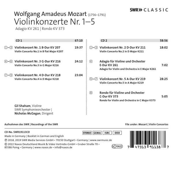 Mozart: Violin Concertos No. 1-5 - Gil Shaham