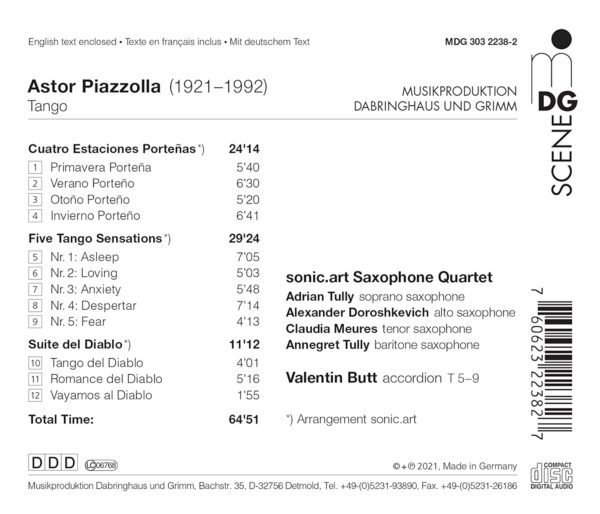Astor Piazzolla: Tango - sonic.art Saxophone Quartett