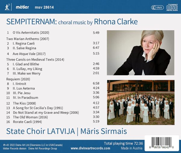Rhona Clarke: Sempiternam, Choral Music - State Choir Latvija