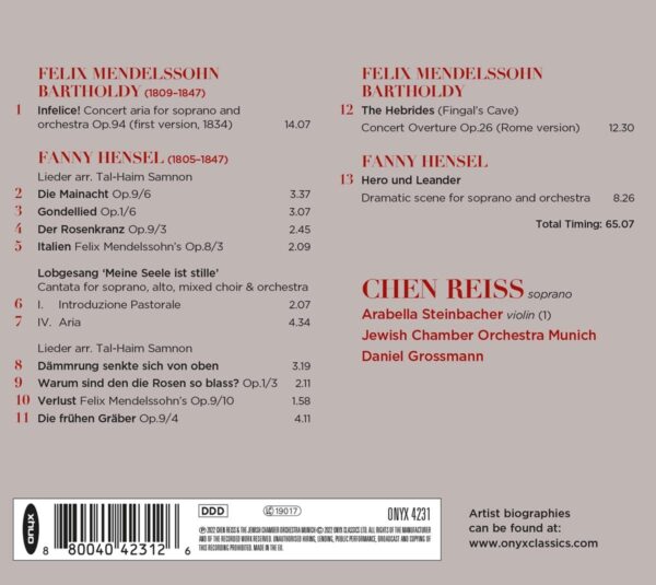 Fanny & Felix Mendelssohn: Arias, Lieder, Overtures - Chen Reiss