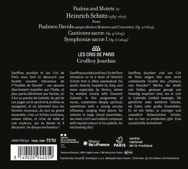 Schutz: Psalms & Motets - Les Cris De Paris