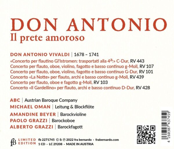 Vivaldi, Antonio: Don Antonio, Il Preto Amoroso - Michael Oman