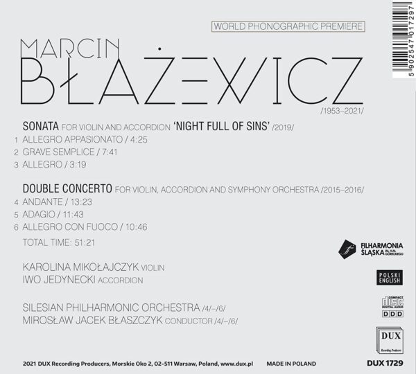 Blazewicz: Sonata For Violin And Accordion - Iwo Jedynecki